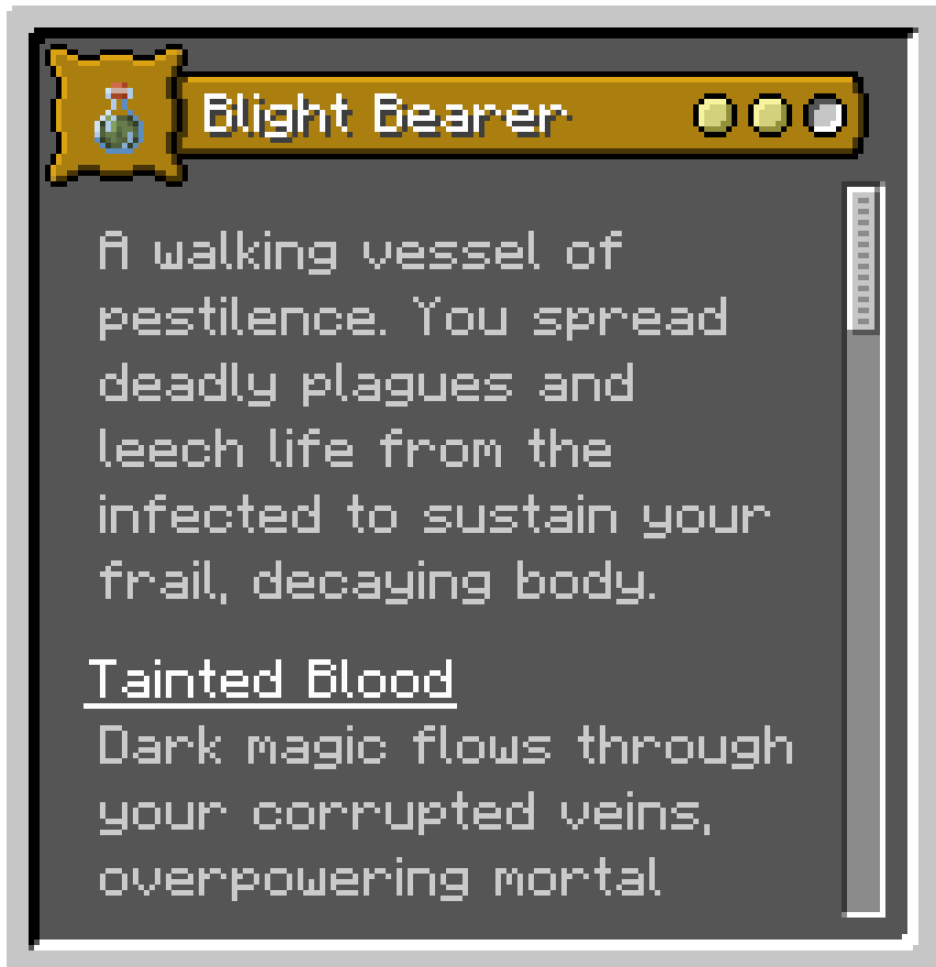 Blight Bearer - In-game Menu