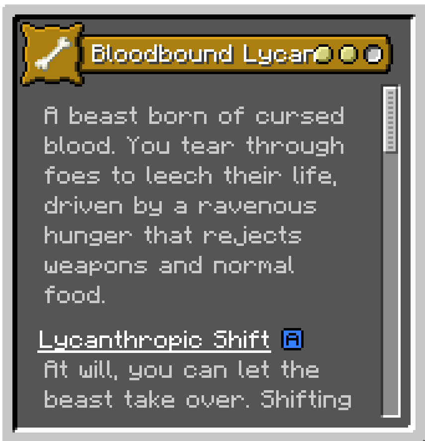 Bloodbound Lycan - In-game Menu