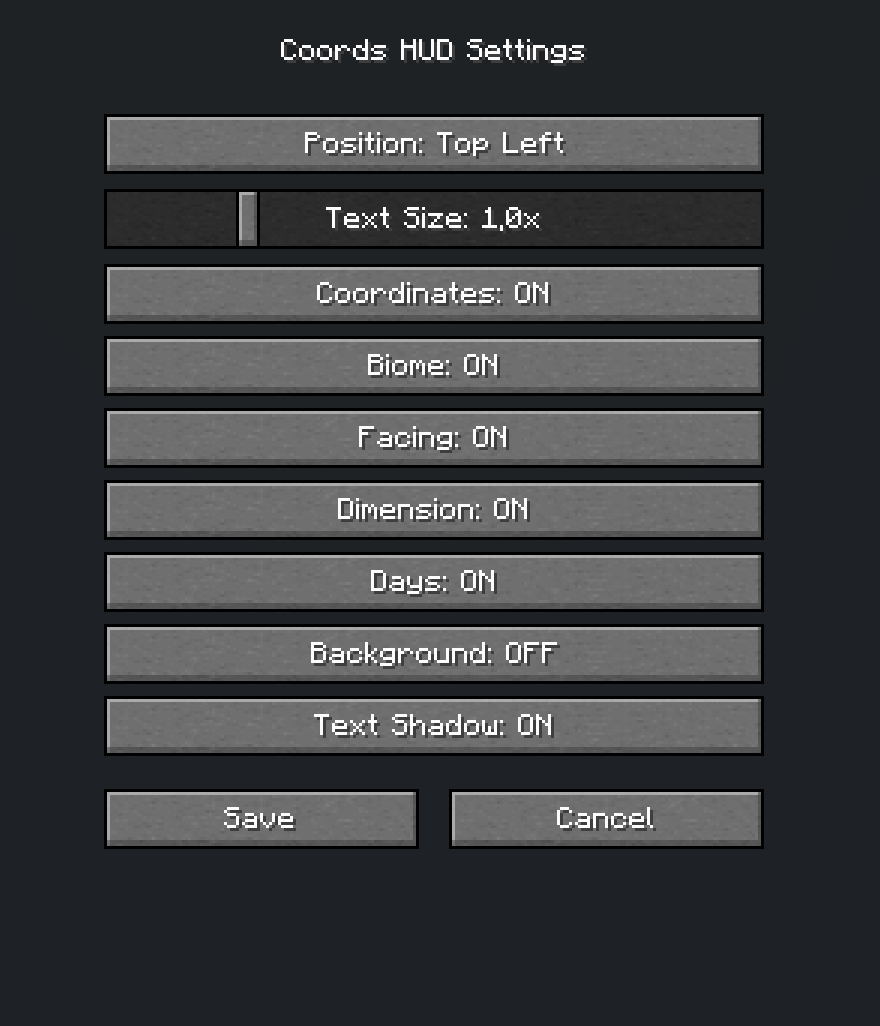 Coords HUD — screenshot 1