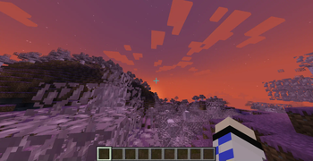 beautiful sunset in a glow cherry biome