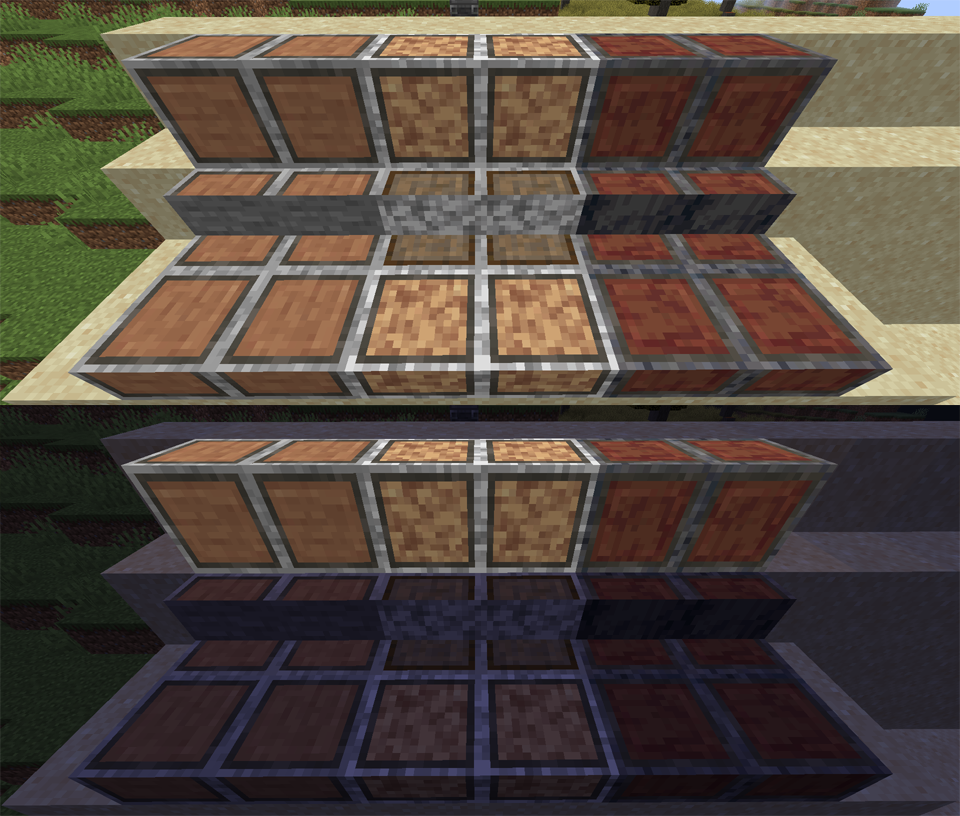 The Acacia Family in daylight and at midnight. Left to Right: Stone, Diorite, Basalt
