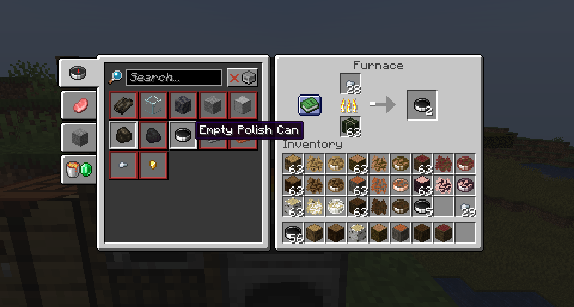 Smelting Iron Nuggets to make Empty Polish Cans.