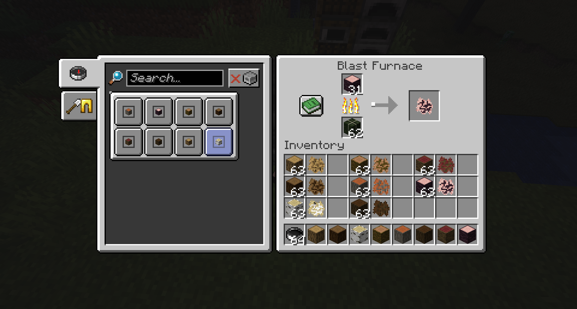 Blasting Cherry Logs into Cherry Polish Powder. All Polish is grouped together in the Blast Furnace Recipe Book.