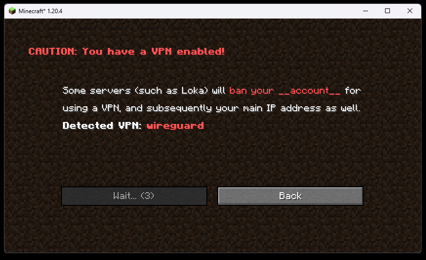 This is the screen that appears when joining a server