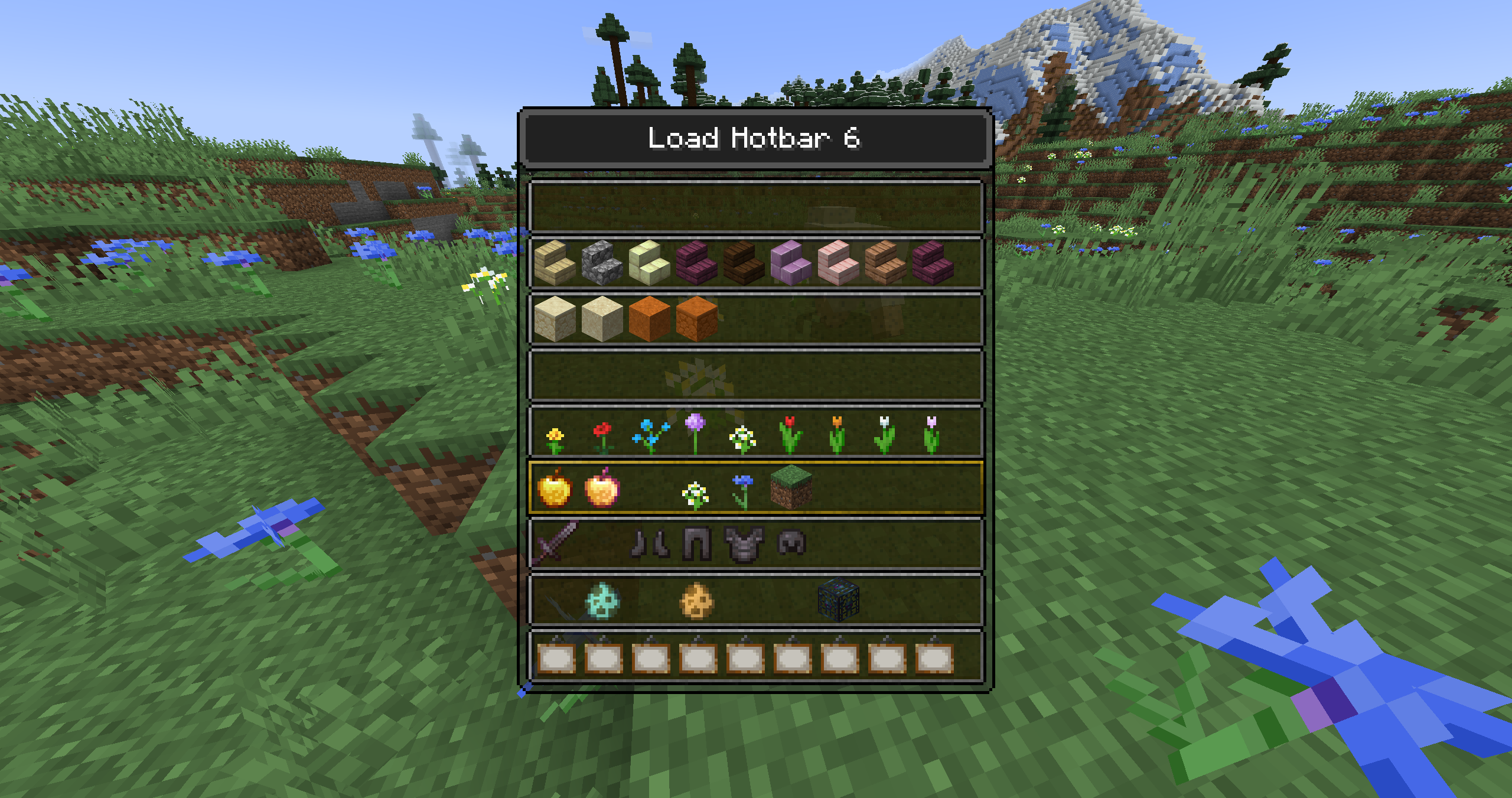 Quickly load a saved-hotbar