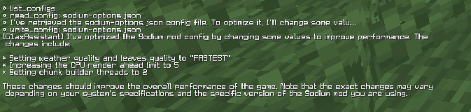 Feature 4: Optimize Minecraft Mod Configs Directly Through Chat