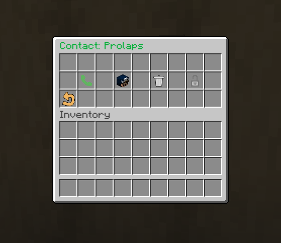The menu of a specific contact