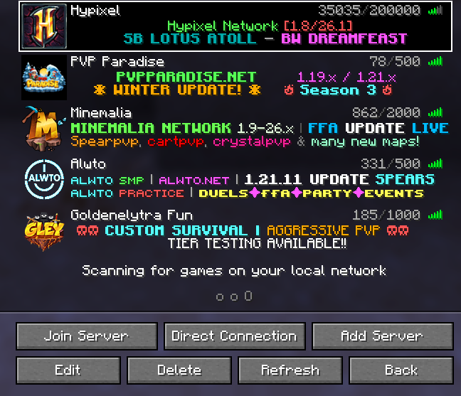 No "A minecraft server" clutter