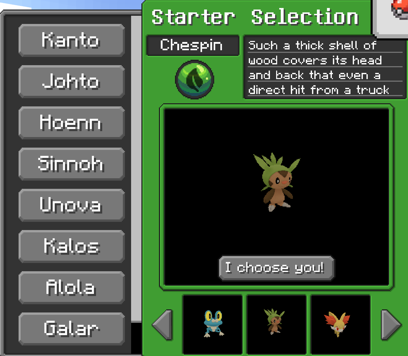 Generation 6 Starter Selection