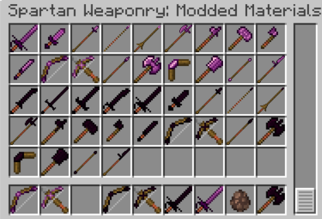  SAD places all items in the modded materials creative tab for Spartan Weaponry!