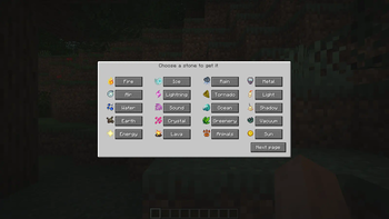 Stone selection menu