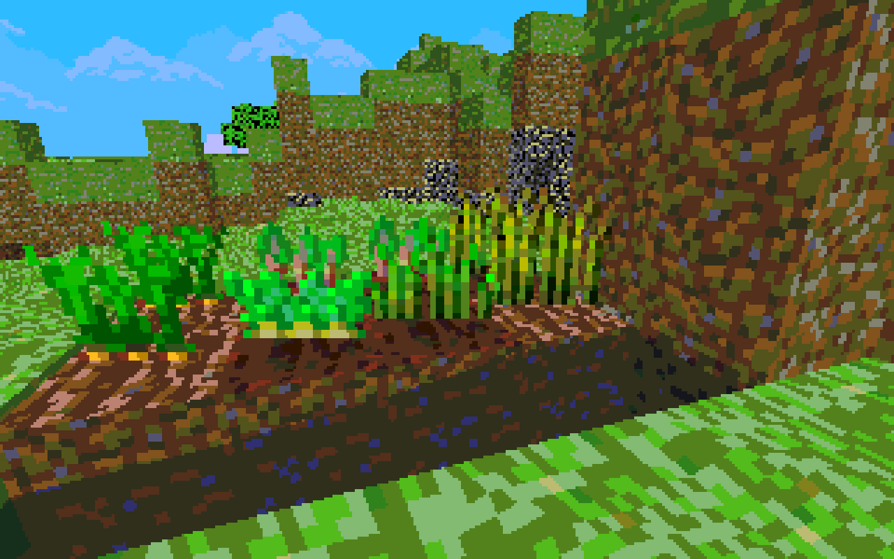 Rows of billboarded carrots, beetroots, potatoes and wheat on farmland