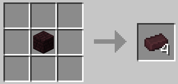 Nether Brick Block -> Nether Bricks (v1.2.0+)