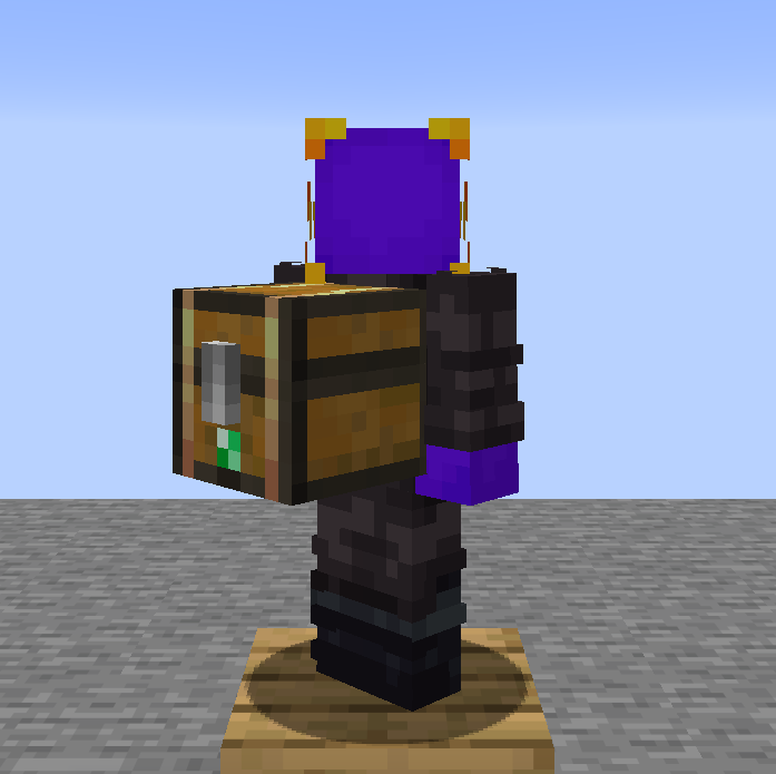 Back view of a player with an Emerald Backpack equipped