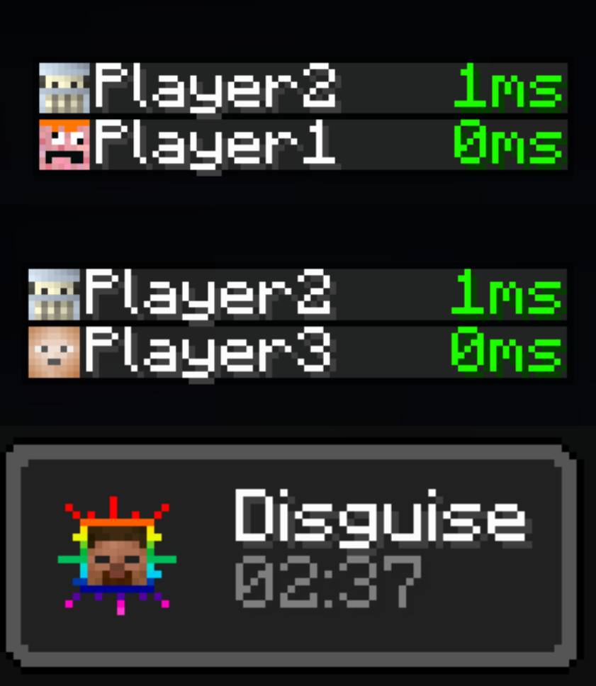 Tab before & after disguise/disguise status effect