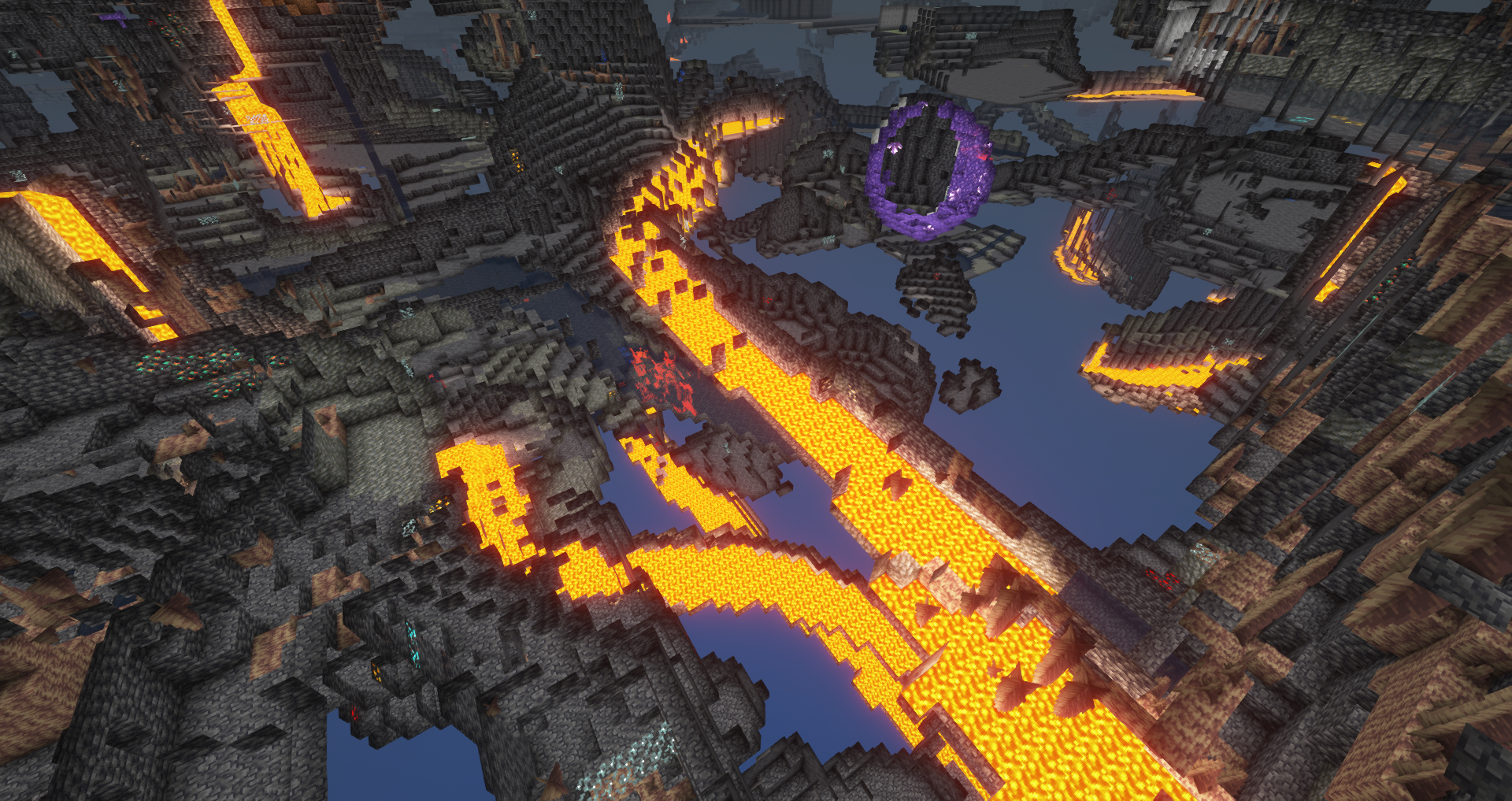 You can see a variety of terrain in this screenshot, including the type of variety the new noise caves can generate + lava rivers. Note that rivers are meant to be long and sometimes difficult to explore.