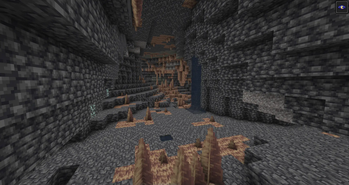 A long cave with the new terrain