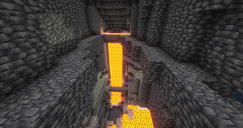 A lava waterfall generated by the new lava rivers