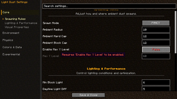 config screen
