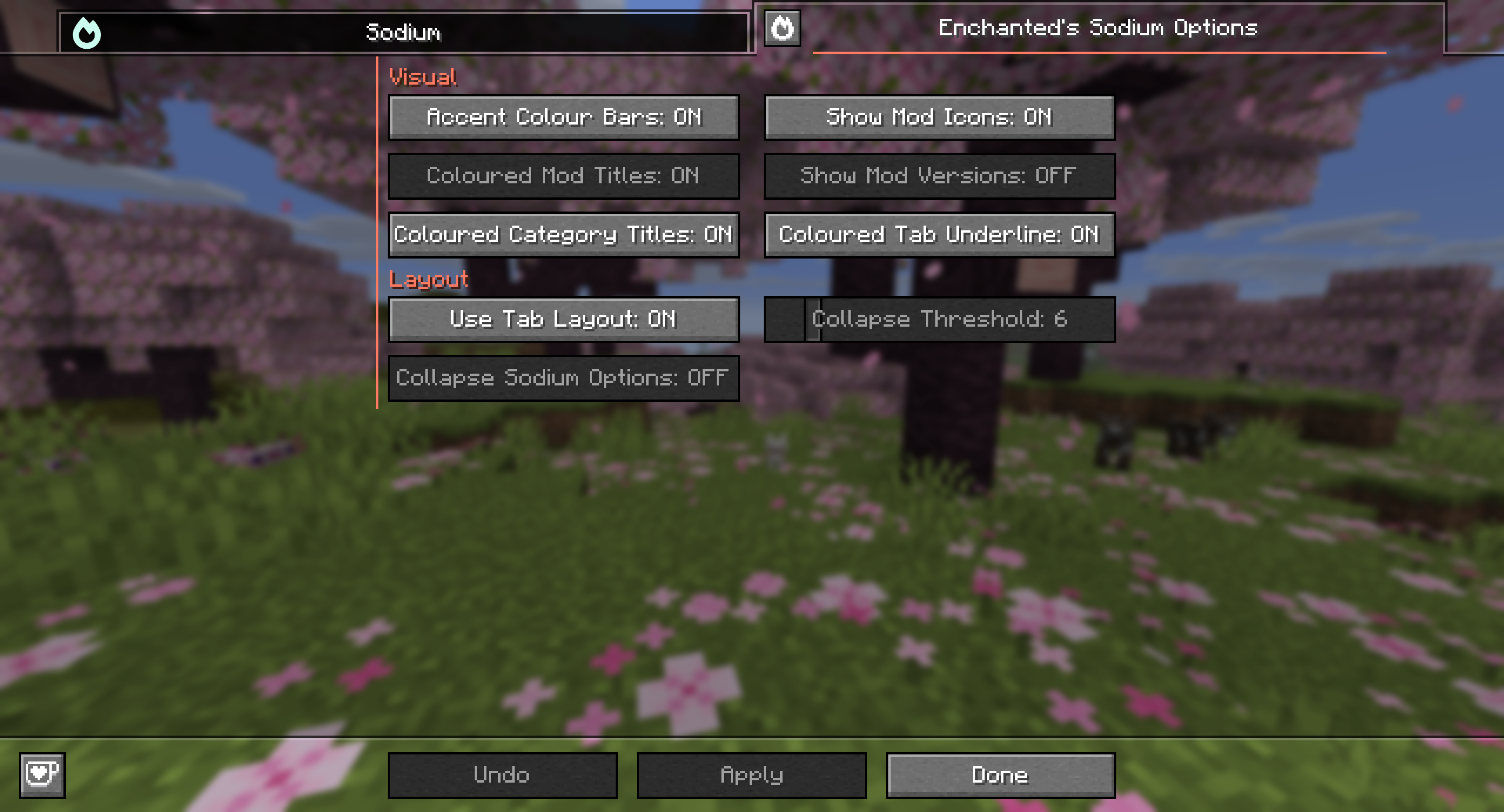 Enchanted's Sodium Options config tab