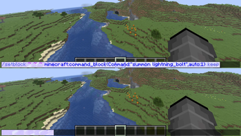 A simple command, without and with the pack enabled