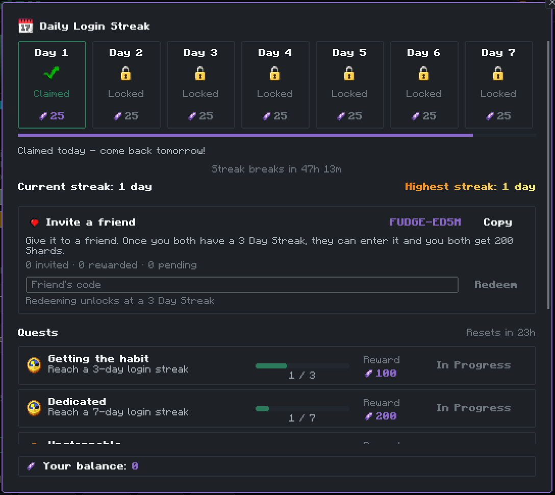 Shards Menu