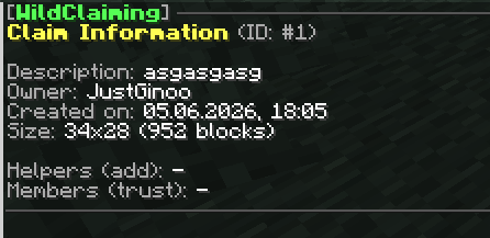 /claim info command