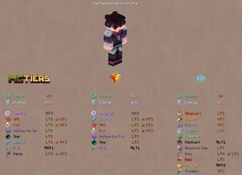 Player search result screen
