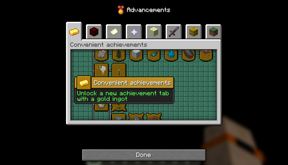 Unlock new achievement tab with gold ingot