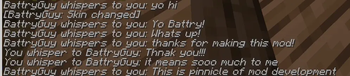 Appears as a normal whisper message to other side