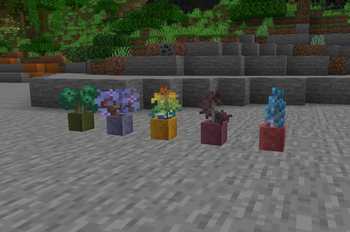 Biomes O Plenty saplings in Dyed Flower Pots!