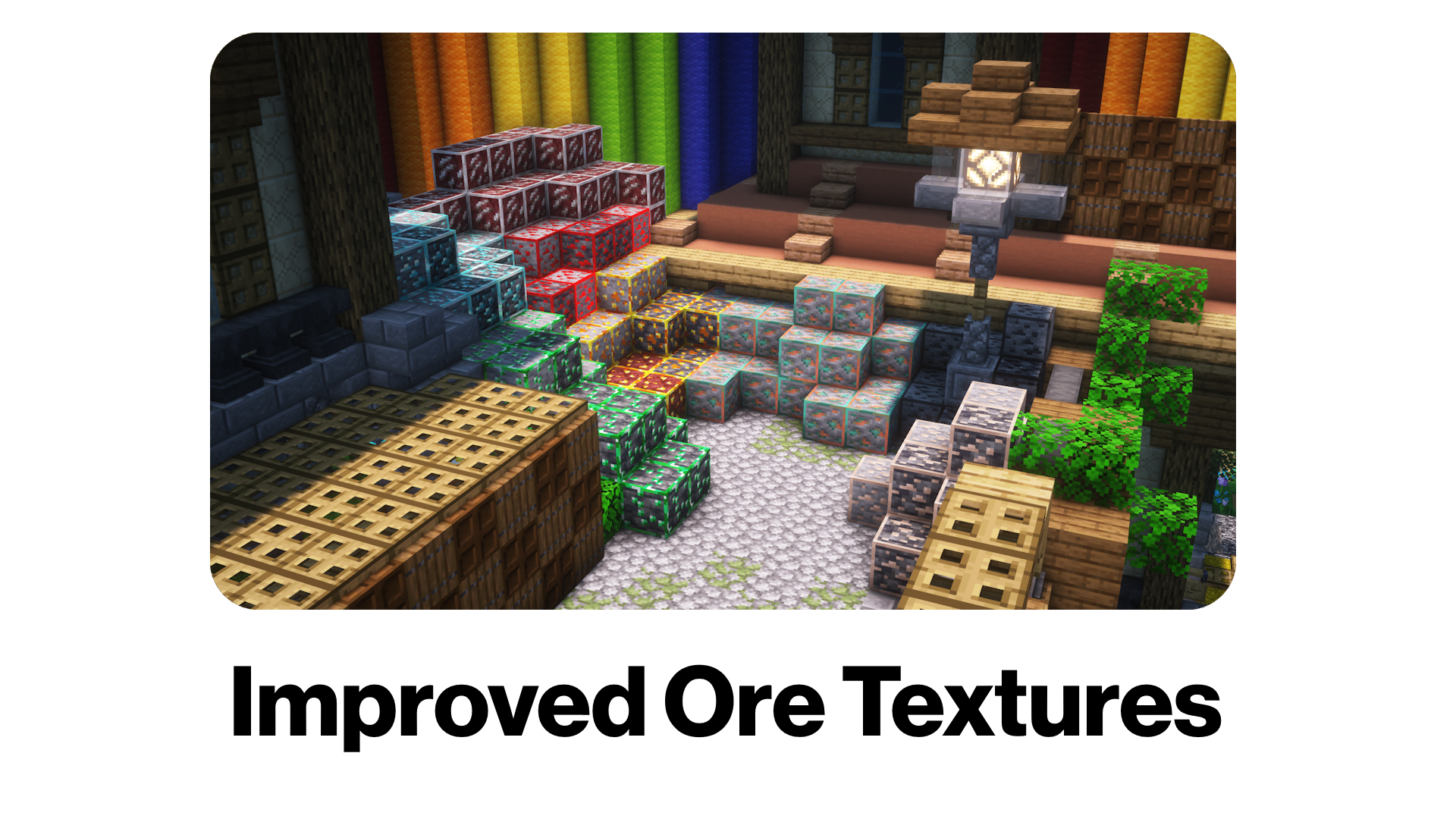 PixelPack improves the Ore Textures, making them easier to see.