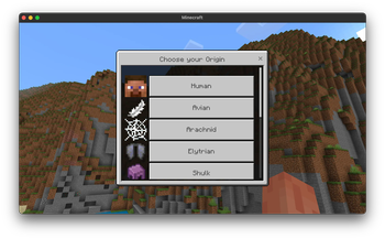 Origin selection menu on Bedrock