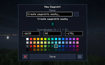 Create Waypoint menu