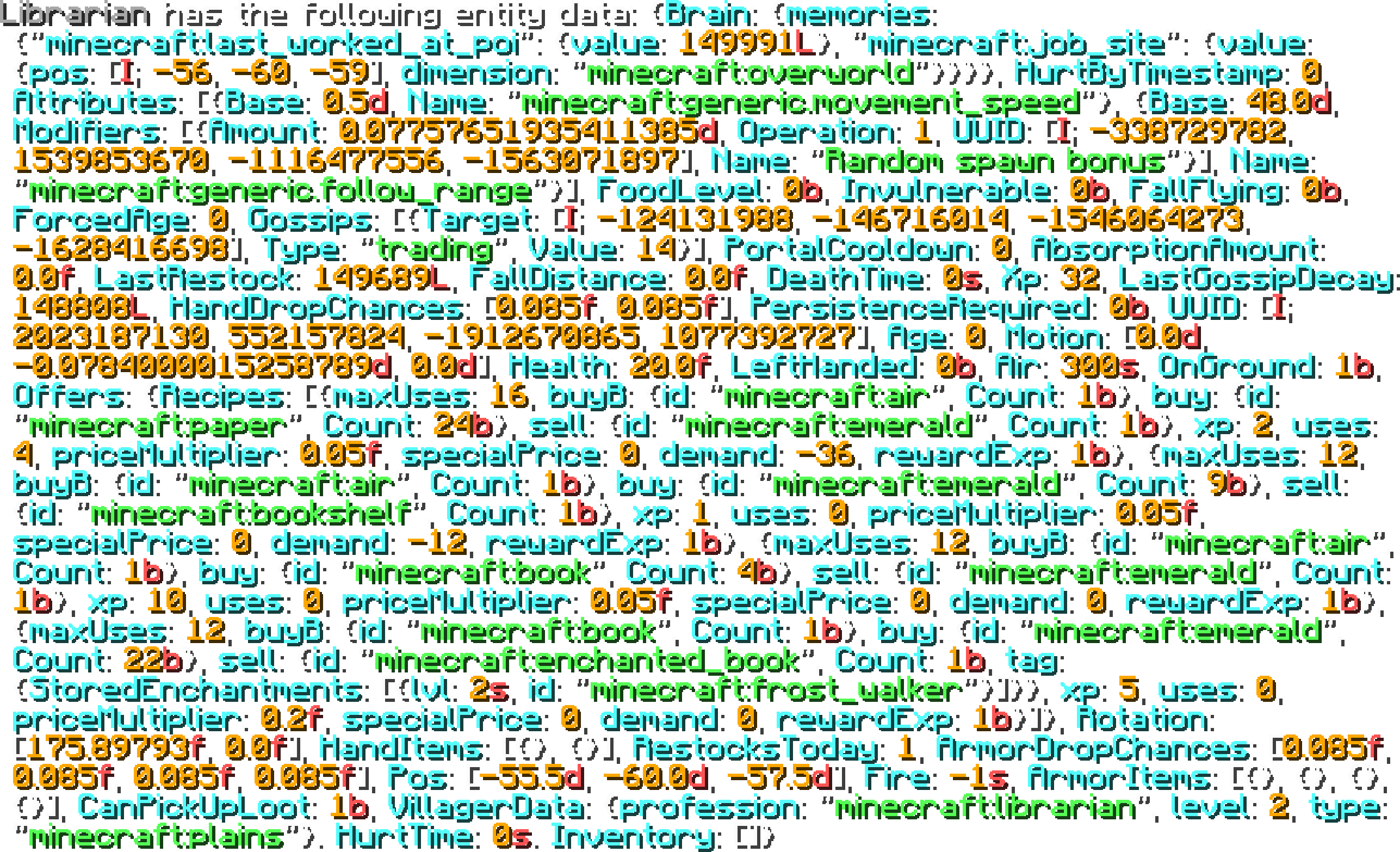 Minecraft's /data get output