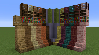 More wood blocks, bookshelfs & crates