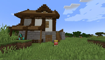 Technoblade's house with Technoblade pig