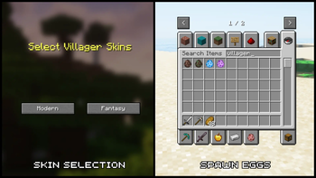 Skin Selection and Spawn Eggs