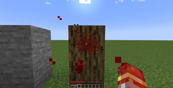 Blood stains on punched wood