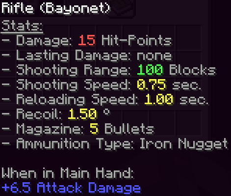 This image shows the rifle (bayonet) stats.
