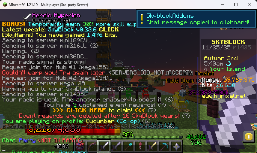 info toast when copy chat message