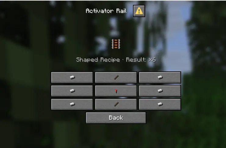 JustEnoughPaper recipe detail screen showing a 3x3 crafting grid and item tooltips with ingredient details