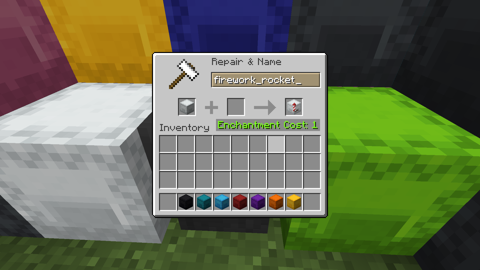An Anvil where a Shulker gets renamed
