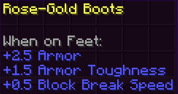 Stats of the rose-gold boots
