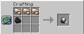 Crafting recipe using 3 iron chunks and 1 coal to create a sooty iron mixture
