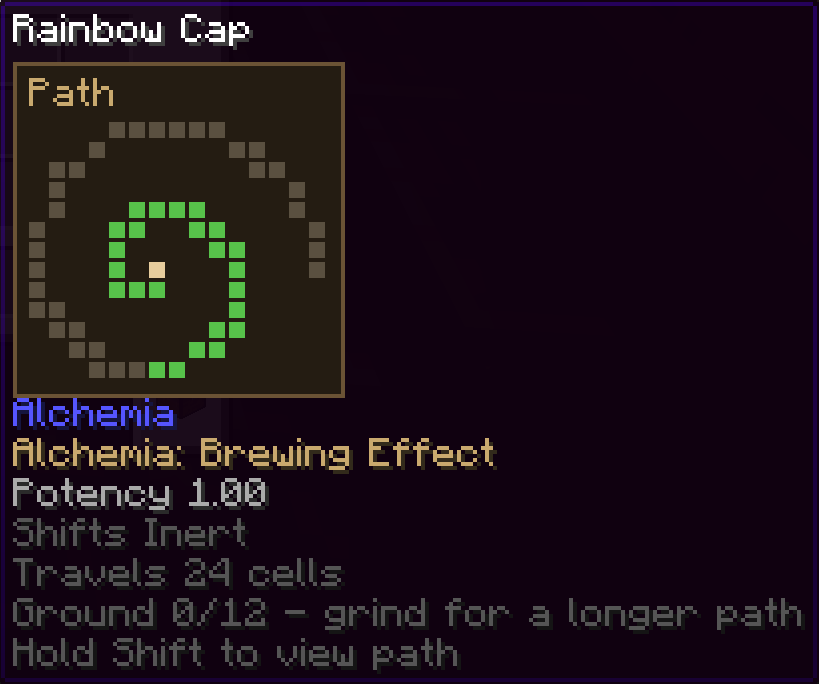 Rainbow Cap Item tooltip (holding shift)