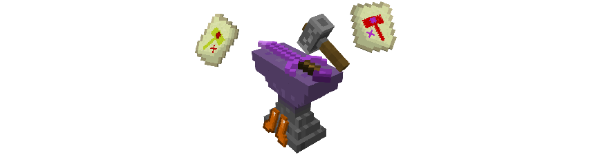 End anvil with tyctill sword on top and enderite hammer with repair plates