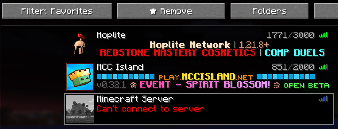 Favorite servers