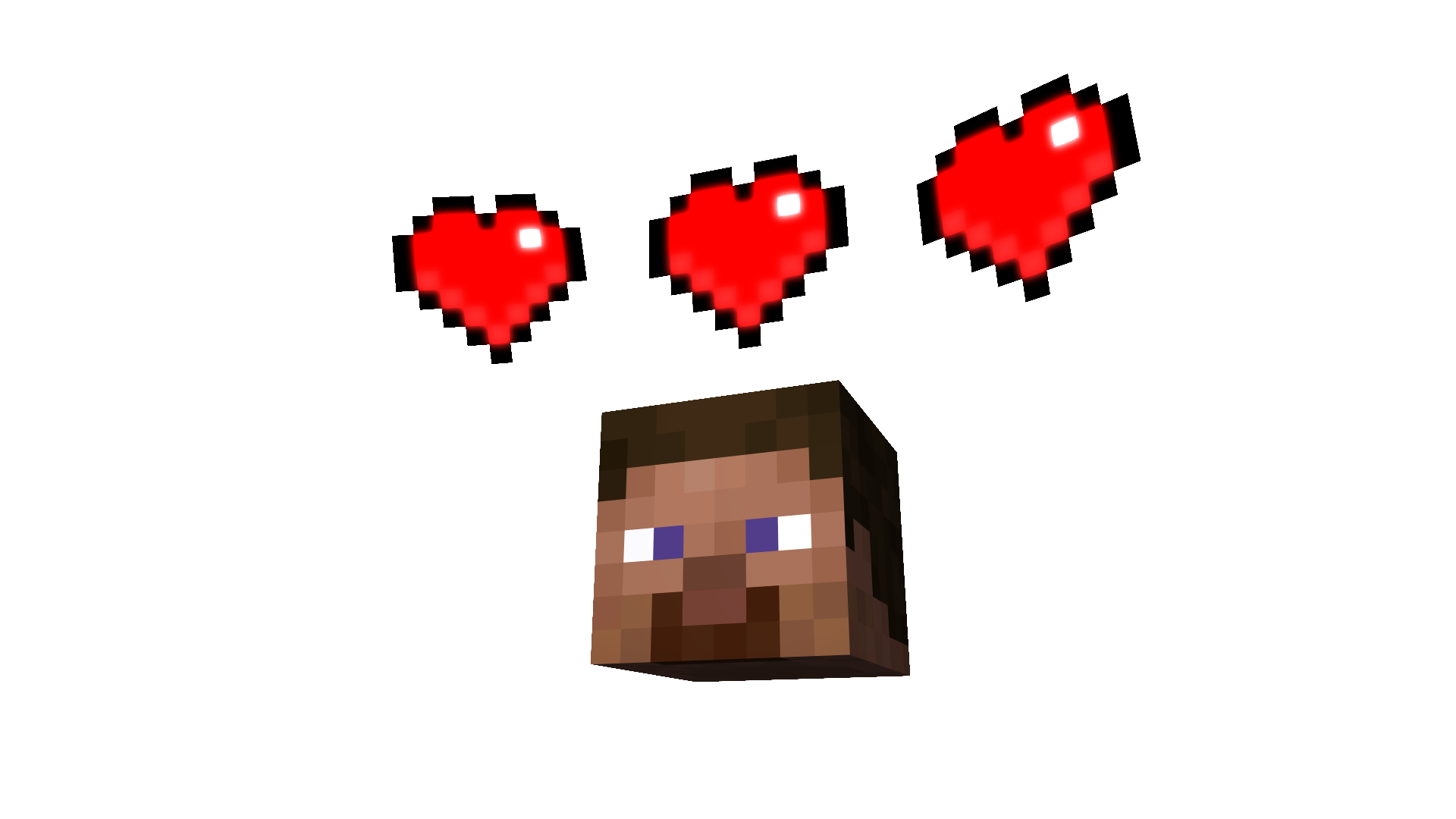 A Steve head with three hearts