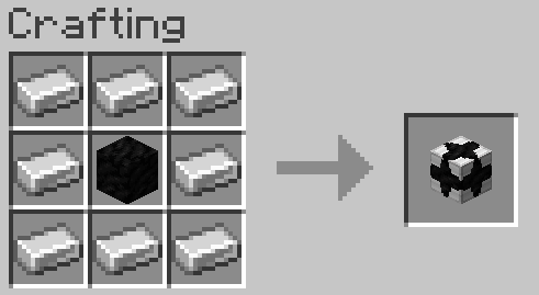 A coal block surrounded with iron ingots